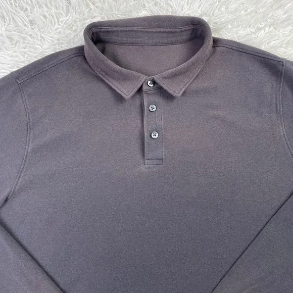 Vuori Shirt Mens XXL Washed Gray Westport Polo Long Sleeve Classic Fit Stretch - Picture 2 of 8